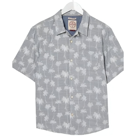 FAT FACE S/S Men's Button Down PALM TREE Print Shirt Asparagus Green Sz SML - Picture 2 of 16